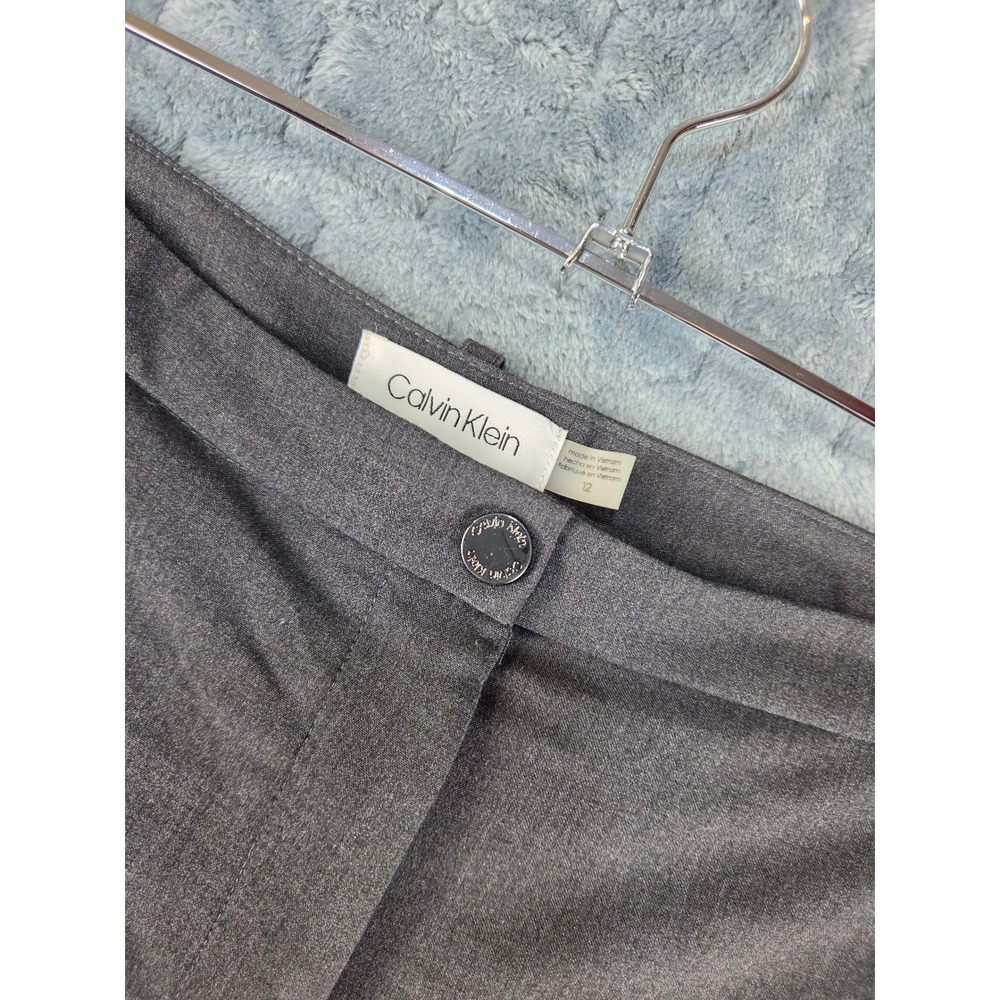 Calvin Klein Womens Charcoal Gray Heather Slim Dress Pants Size 12 Stretch Work